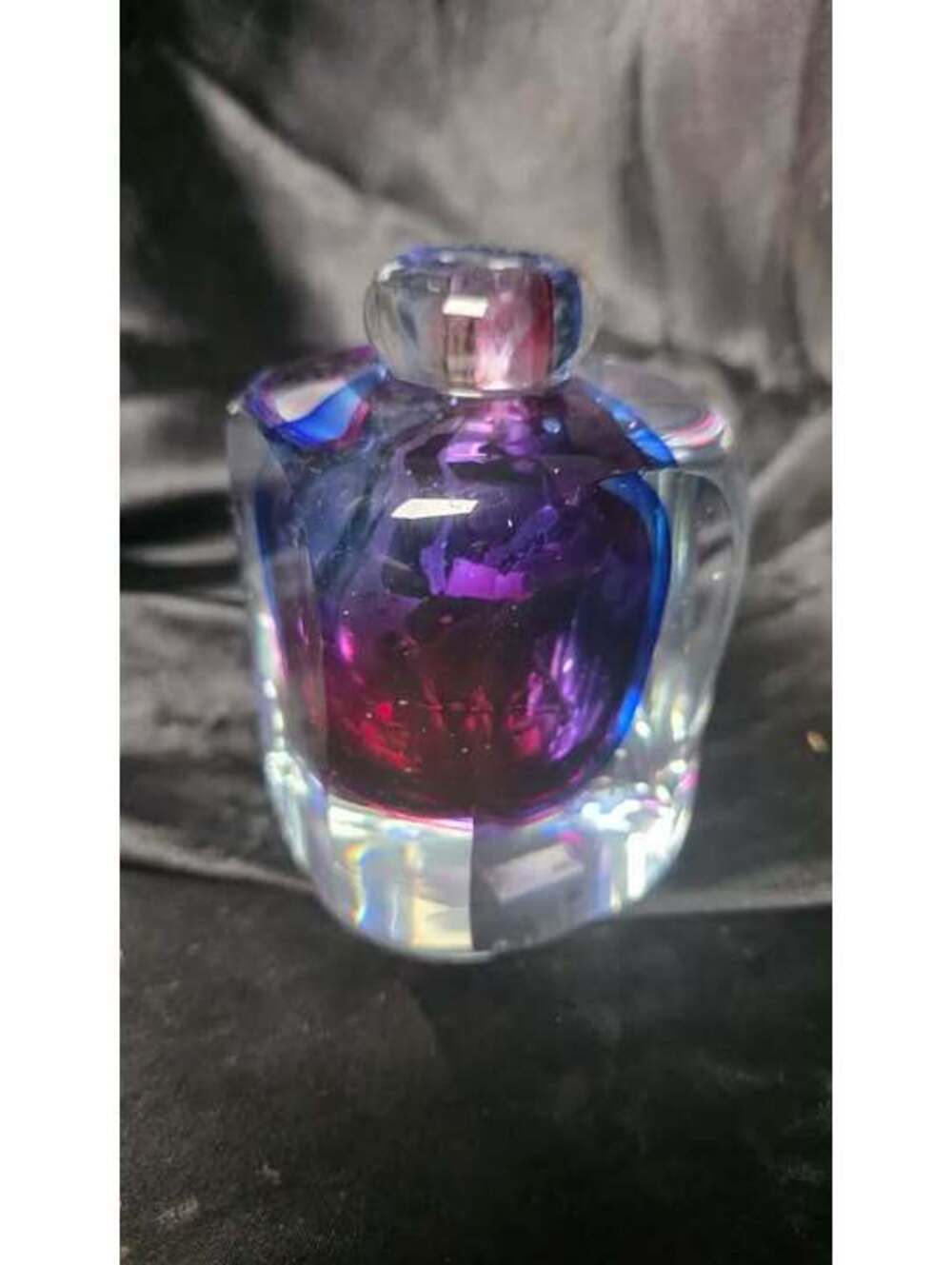 Fifth Avenue Crystal Sommerso Art Glass Bud Vase - Purple Blue Faceted Leaded -